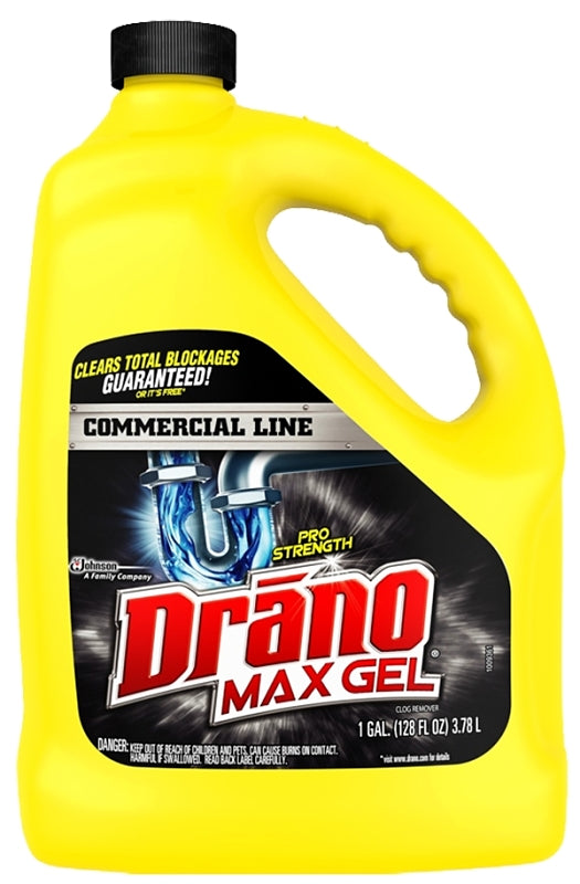 Drano Max Gel 00109 Clog Remover, Gel, Natural, Bleach, 128 oz Bottle