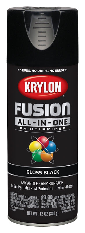 Krylon K02702007 Spray Paint, Gloss, Black, 12 oz, Can