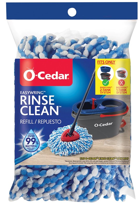 O-Cedar 168738 Rinse Clean Mop Refill, Microfiber, Blue/White