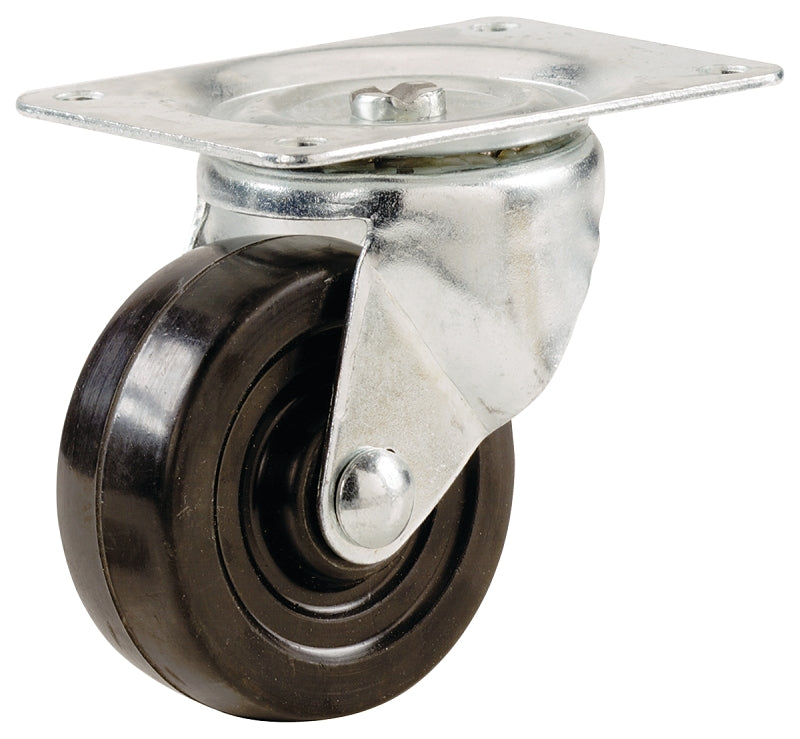 Shepherd Hardware 9480 Swivel Caster, 4 in Dia Wheel, 1-1/4 in W Wheel, Rubber Wheel, 225 lb