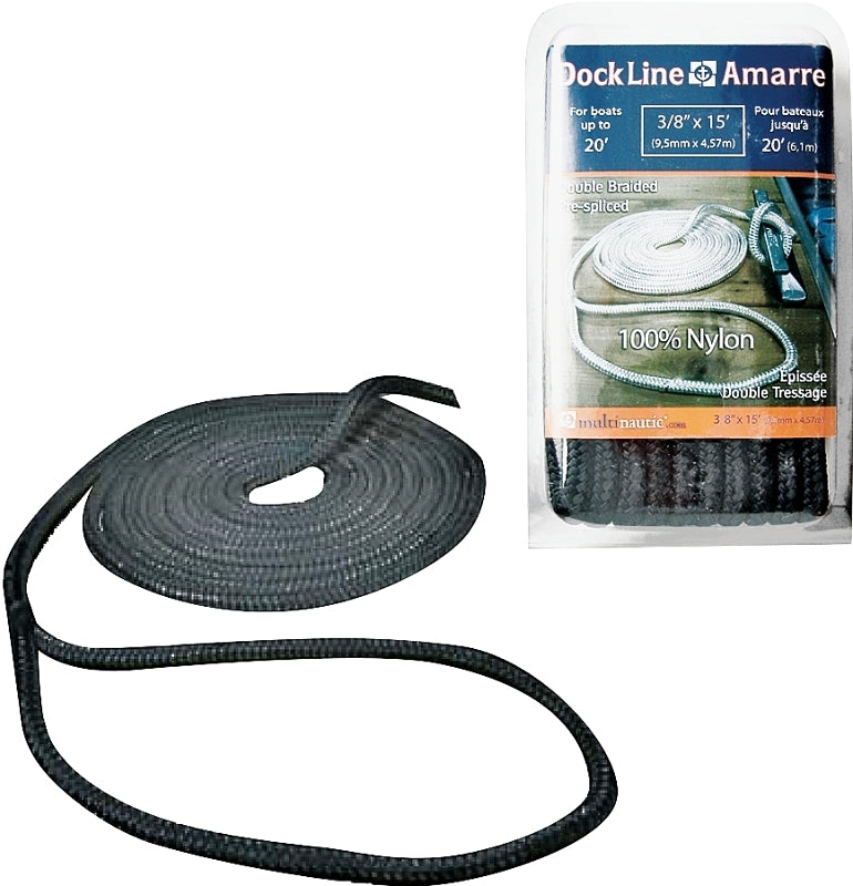 Multinautic 34901 Pre-Spliced Dock Line, Nylon, Black