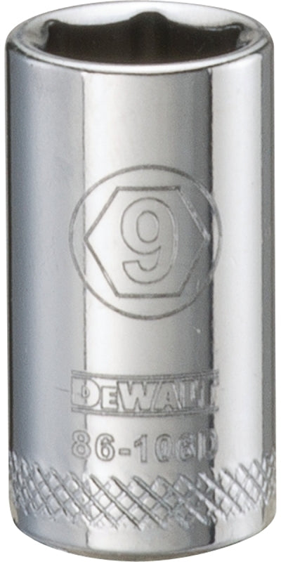 DeWALT DWMT86106OSP Hand Socket, 9 mm Socket, 1/4 in Drive, 6-Point, Vanadium Steel, Polished Chrome