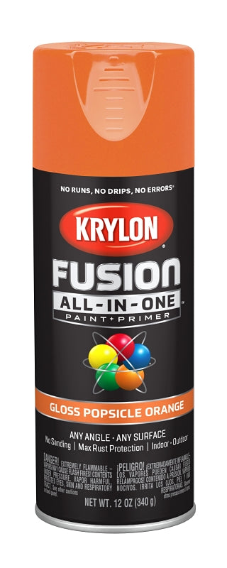 Krylon K02718007 Spray Paint, Gloss, Popsicle Orange, 12 oz, Can