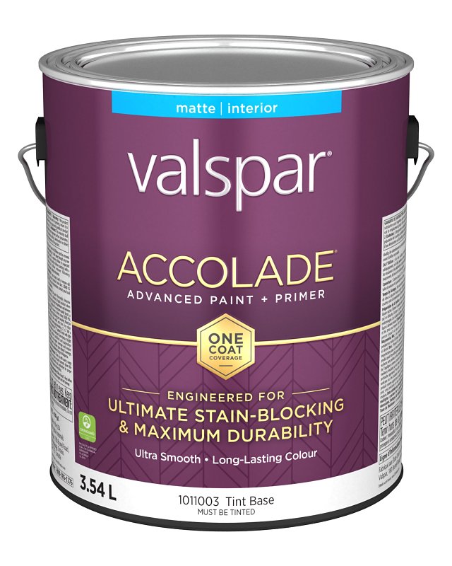 Accolade 029.1011003.007 Interior Paint and Primer, Acrylic, Matte, Tint Base, 1 gal, 37 sq-m Coverage Area