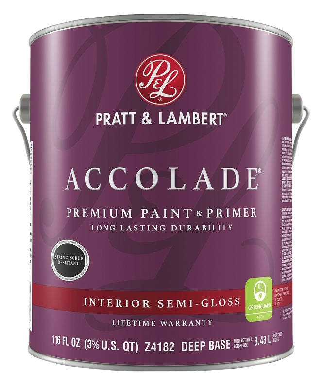 Pratt & Lambert Accolade 0000Z4182-16 Interior Paint, Semi-Gloss Sheen, Deep, 116 oz, 400 sq-ft Coverage Area