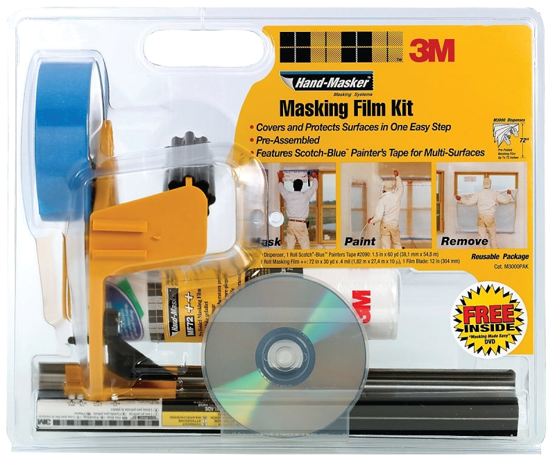 3M Hand-Masker M3000PAK Pre-Loaded Dispenser, 2 in Max Tape W