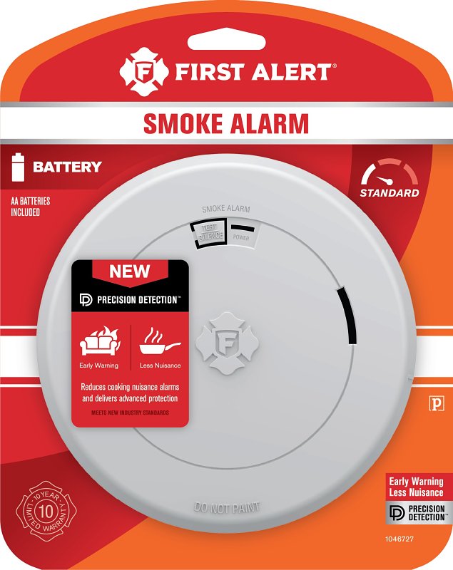 First Alert 1046727 Smoke Alarm, 120 V, Photoelectric Sensor, 85 dBA, White