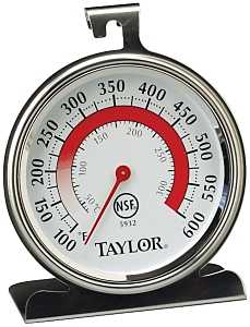 Taylor 5932 Oven Thermometer, 100 to 600 deg F, Analog Display