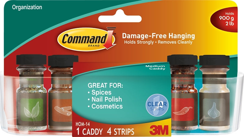 Command HOM-14 Medium Caddy, 2 lb Capacity, Plastic, Clear