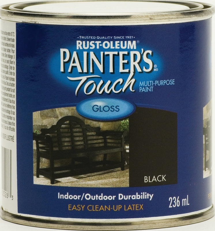 RUST-OLEUM PAINTER'S Touch N1979730 Brush-On Paint, Gloss, Black, 236 mL Can