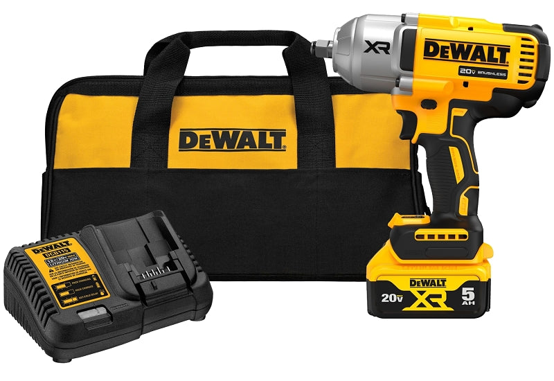 DEWALT XR Series DCF900P1 Impact Wrench with Hog Ring Anvil, Battery Included, 20 V, 5 Ah, 1/2 in Drive, 2200 ipm