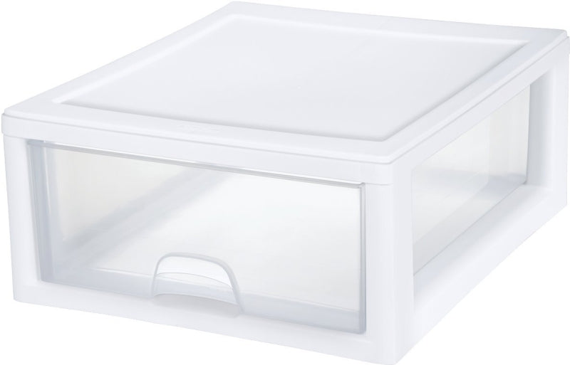 Sterilite 23018006 Stackable Drawer, 16 qt Capacity, 1-Drawer, Plastic, 14-3/8 in OAW, 17 in OAH, 6-7/8 in OAD