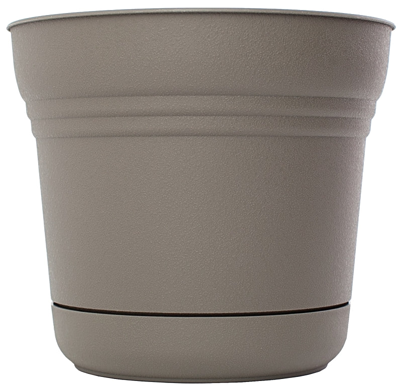 Bloem SP12908 Planter, 12.3 in Dia, 10.8 in H, Saturn Design, Charcoal, Matte