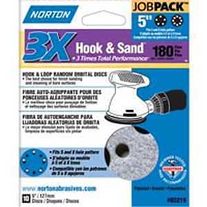 Norton 03219 Sanding Disc, 5 in Dia, 11/16 in Arbor, Coated, P180 Grit, Fine, Alumina Ceramic Abrasive, Paper Backing