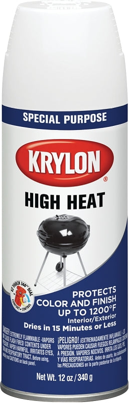 Krylon K01505777 Spray Paint, Flat, White, 12 oz, Can