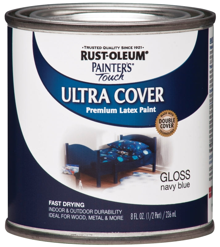 Rust-Oleum 1922730 Enamel Paint, Water, Gloss, Navy Blue, 0.5 pt, Can, 120 sq-ft Coverage Area