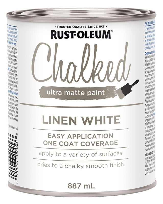 Rust-Oleum 286941 Chalk Paint, Ultra Matte, Linen White, 30 oz