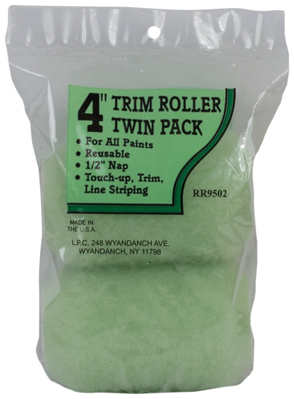 Linzer RR9502 Roller Cover, 1/2 in Thick Nap, 4 in L, Polyester Cover