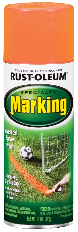 RUST-OLEUM SPECIALTY 1987830 Marking Spray Paint, Flat, Fluorescent Orange, 11 oz Aerosol Can