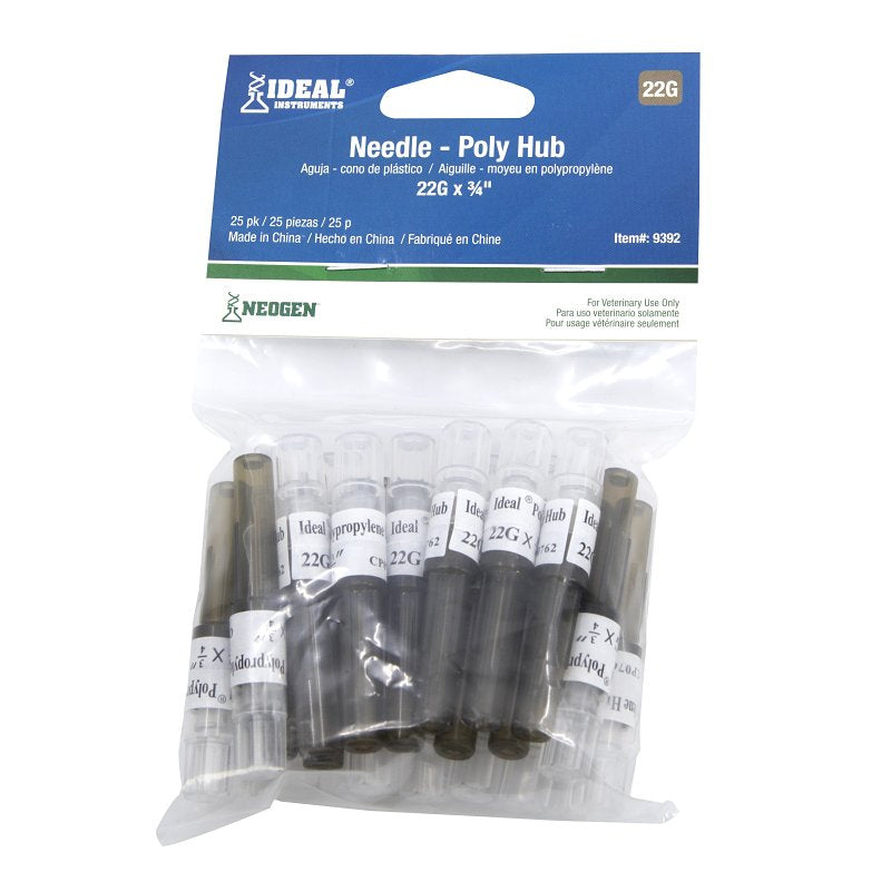 Neogen 9392 Hub Needle, 22 ga, 3/4 in L, 25/PK