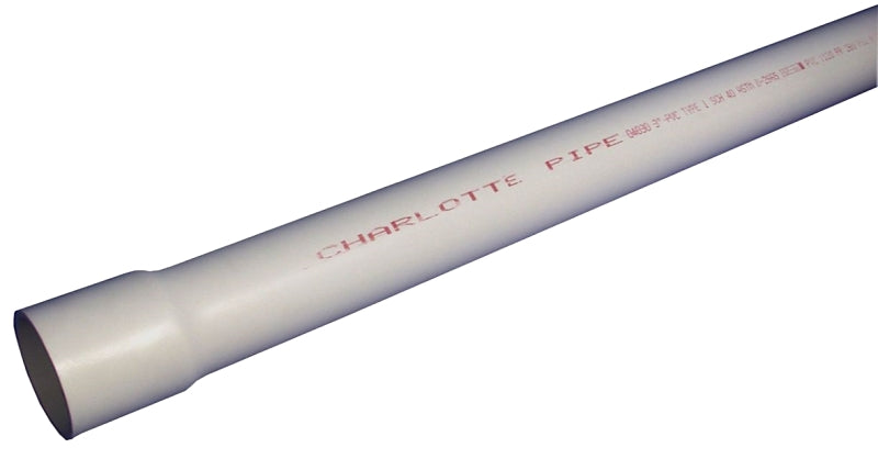 Charlotte Pipe PVC 04012B 0800 Pipe, 1-1/4 in, 20 ft L, SCH 40 Schedule, PVC, White