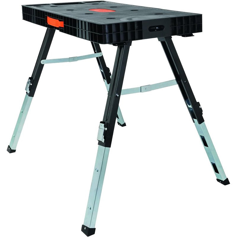 Omnitable 0145 Work Table, 18.9 in OAW, 6.3 in OAD, 37 in OAH, 330 lb, Plastic/Steel Frame, Black/Silver