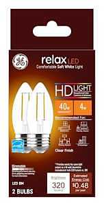 GE Industrial Solutions 31753 LED Bulb, Decorative, BM Lamp, 40 W Equivalent, E26 Lamp Base, Dimmable, Clear