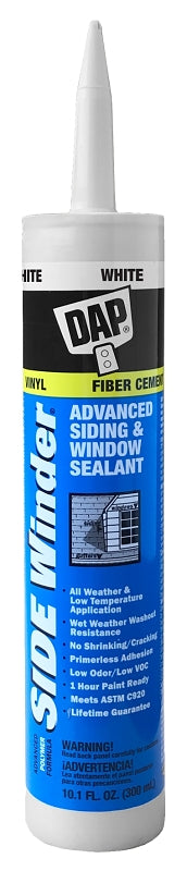 DAP 00801 Siding and Window Sealant, White, 24 hr Curing, -35 to 140 deg F, 10.1 oz Cartridge