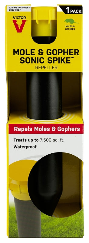 Victor Sonic Spike M9012 Animal Repellent, Electronic, 2.6 in L, Repels: Gopher, Mole