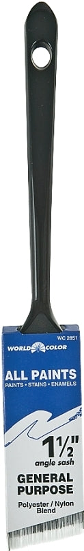 Linzer WC 2851-1.5 Paint Brush, 1-1/2 in W, 2-1/4 in L Bristle, Nylon/Polyester Bristle, Sash Handle