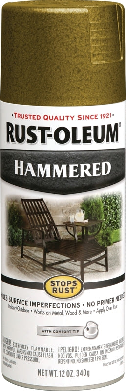 Rust-Oleum 7210830 Rust Preventative Spray Paint, Hammered, Gold, 12 oz, Can