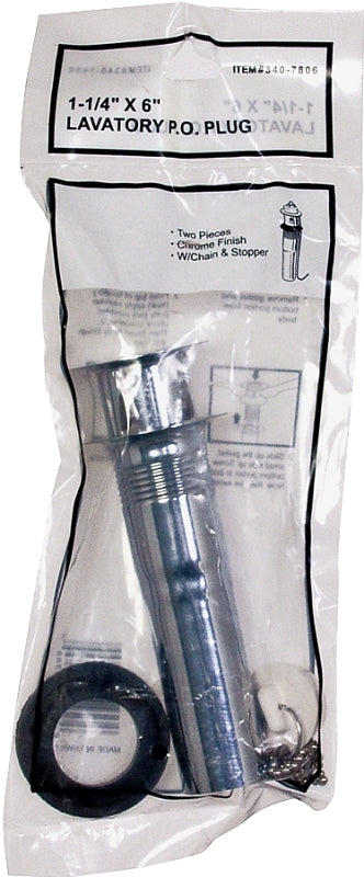 ProSource TW0916 Lavatory Plug, Pull-Out, Chrome