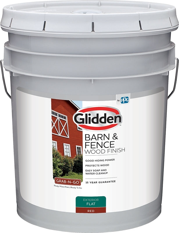 PPG GLBFEX10RE05 Exterior Latex, Flat, Red, Liquid, 5 gal