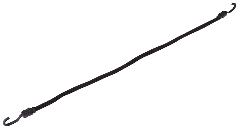 ProSource FH92106-5 Stretch Cord, 17 mm Dia, 40 in L, Polypropylene, Black, Hook End