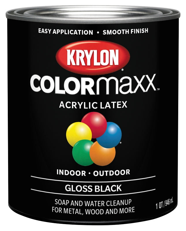 Krylon K05617007 Paint, Gloss, Black, 32 oz, 100 sq-ft Coverage Area