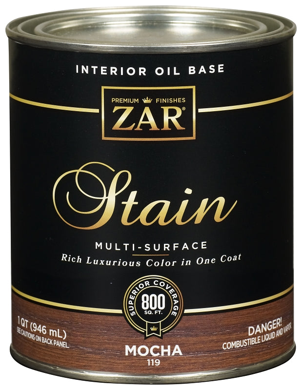 ZAR 11912 Wood Stain, Mocha, Liquid, 1 qt, Can