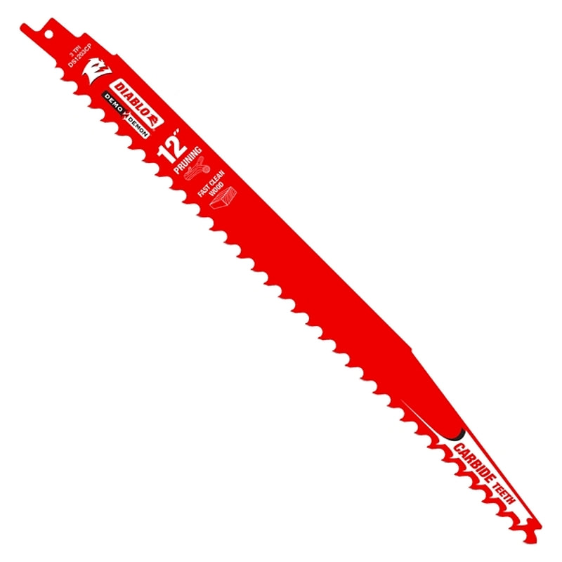 Diablo Demo Demon DS1203CP10 Reciprocating Saw Blade, 1 in W, 12 in L, 3 TPI, Carbide Cutting Edge, 10/PK