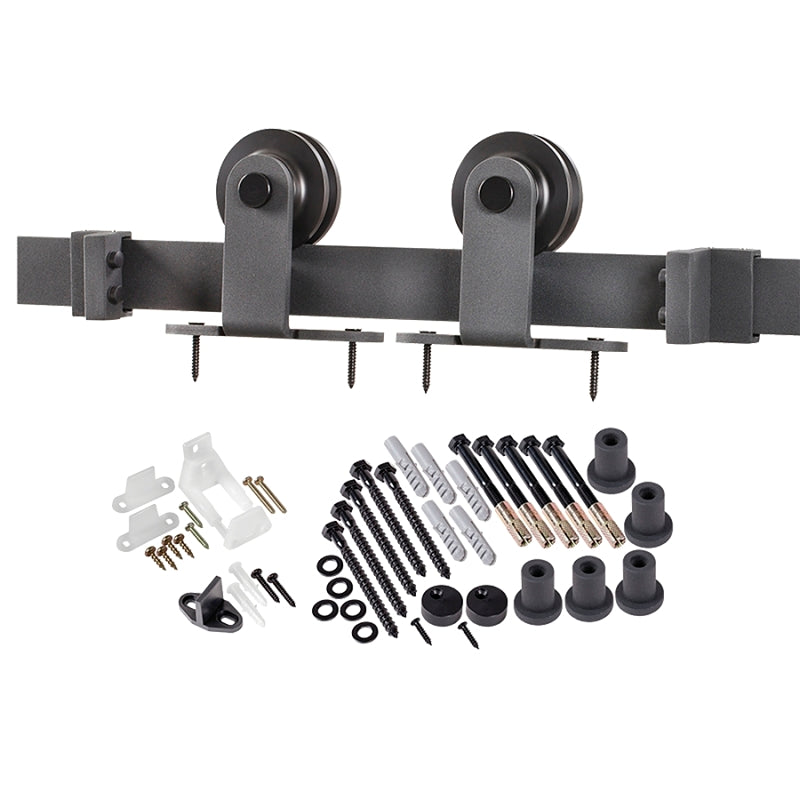 Renin BD101K-09600-MB Straight Strap Barn Door Hardware Kit, 96 in L Track, Steel, Matte, Wall, For: Barn Door