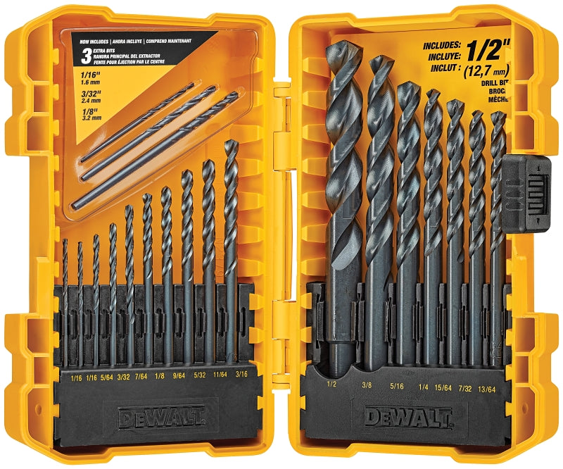 DeWALT DW1177 Drill Bit Set, 20-Piece, HSS, Black Oxide