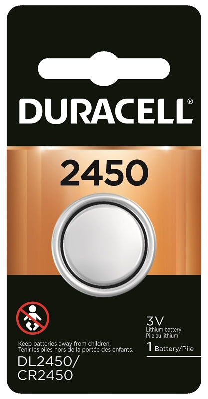 Duracell DL2450BPK Battery, 3 V Battery, 600 mAh, CR2450 Battery, Lithium, Manganese Dioxide