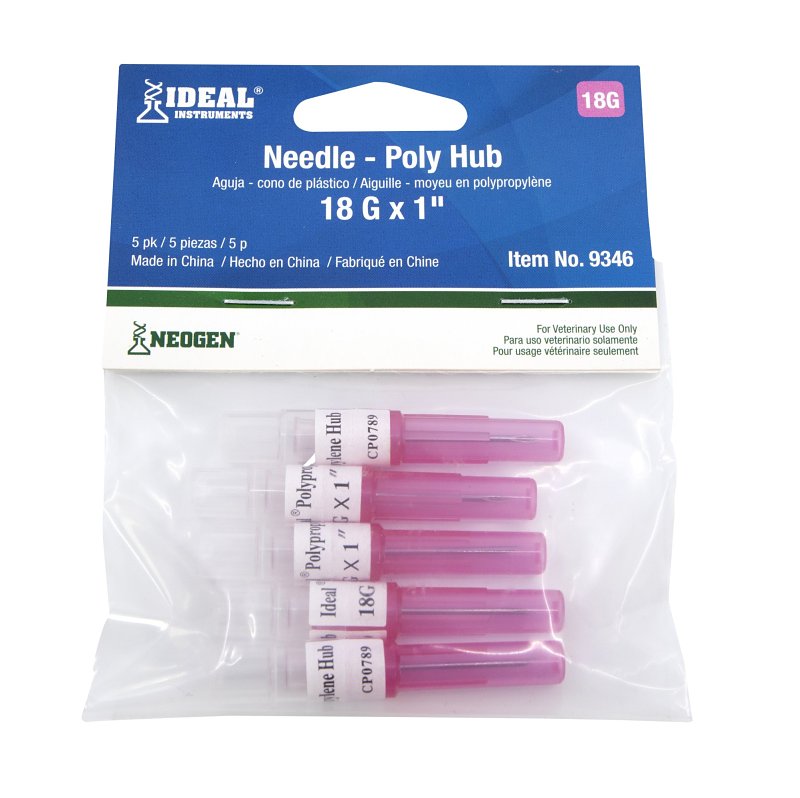 Neogen 9346 Hub Needle, 18 ga, 1 in L