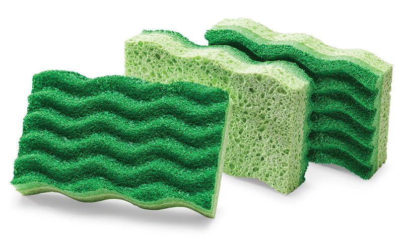 Libman 1076 All-Purpose Medium-Duty Sponge, 4-1/2 in L, 3 in W, 2-3/4 in Thick, Cellulose/Synthetic Fiber, Green