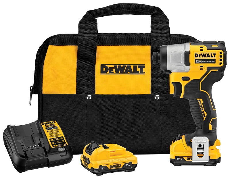 DeWALT DCF801F2 Impact Driver Kit, Battery Included, 12 V, 1/4 in Drive, Square Drive, 3600 ipm