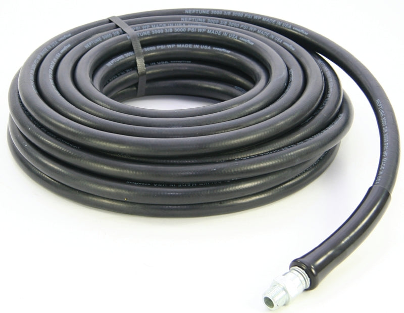 Abbott Rubber 1190-0375-50 Pressure Washer Hose Assembly, 50 ft L, NPT Male x Male Swivel, Rubber, Black