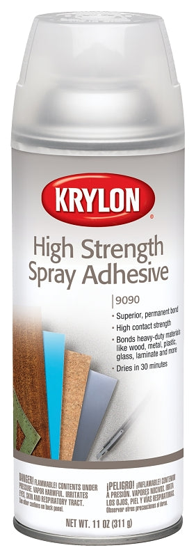 Krylon K09090000 Spray Adhesive, Clear, 2 hr Curing, 11 oz Aerosol Can