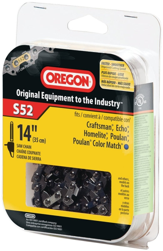 Oregon S52 Chainsaw Chain, 14 in L Bar, 0.05 Gauge, 3/8 in TPI/Pitch, 52-Link