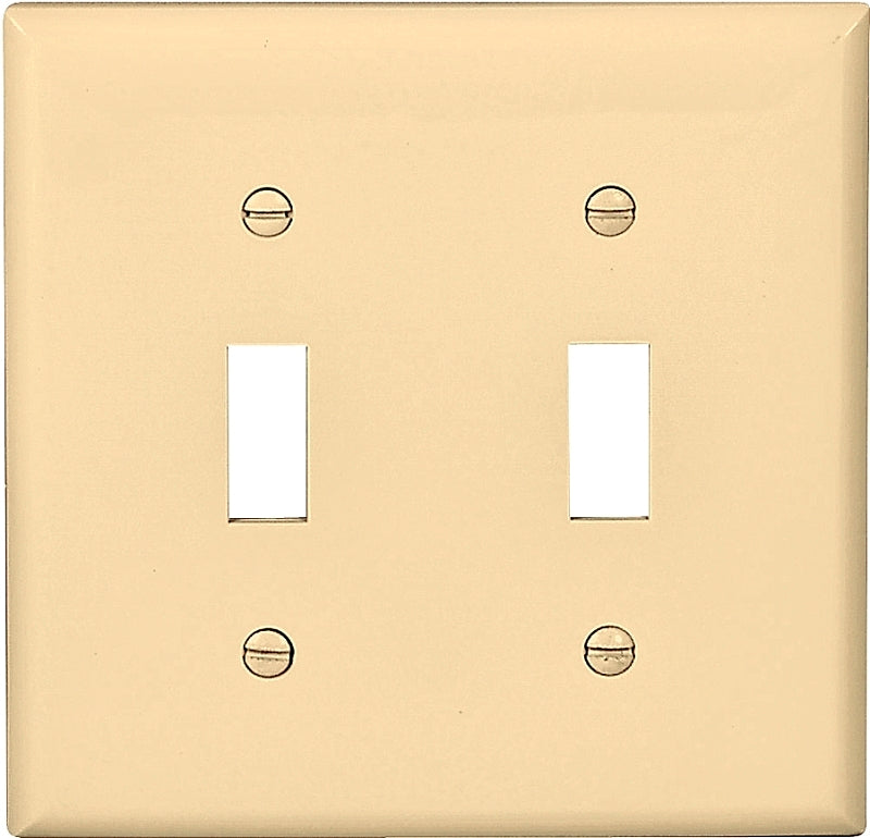 Eaton Wiring Devices 5139V-BOX Wallplate, 4-1/2 in L, 4.56 in W, 2 -Gang, Nylon, Ivory, High-Gloss