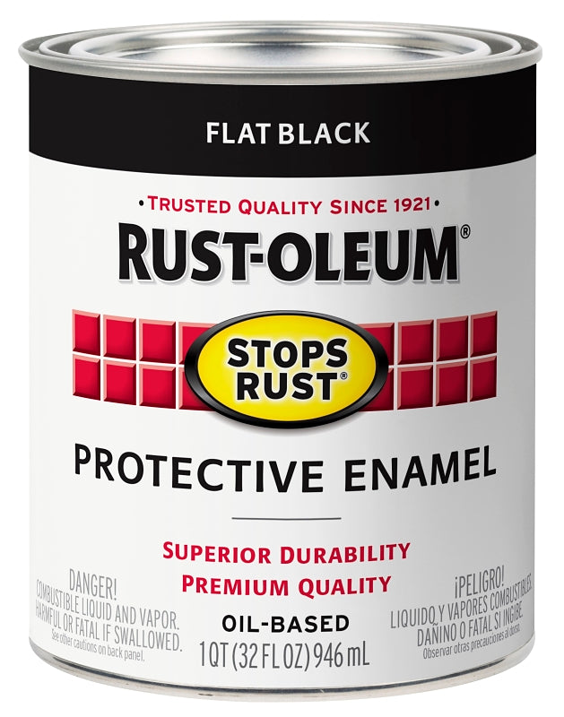 Rust-Oleum 353586 Rust Preventative Paint, Oil, Flat, Black, 1 qt, 80 to 175 sq-ft Coverage Area