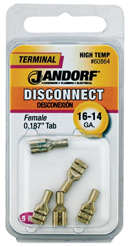 Jandorf 60864 Disconnect Terminal, 16 to 14 AWG Wire, 5/PK