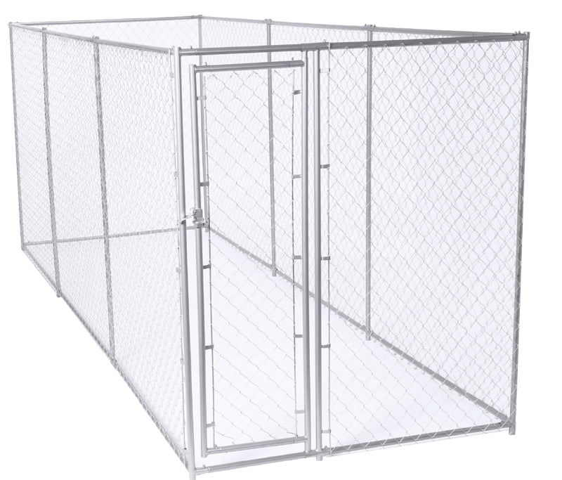 Lucky Dog CL 61528EZ Chain Link Kennel, 5 ft OAL, 15 ft OAW, 6 ft OAH, Steel, Silver